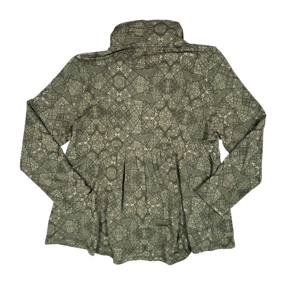 Soft Surroundings Jacket Size XL Petite Green Full Zip Ruched Geometric - Picture 2 of 9